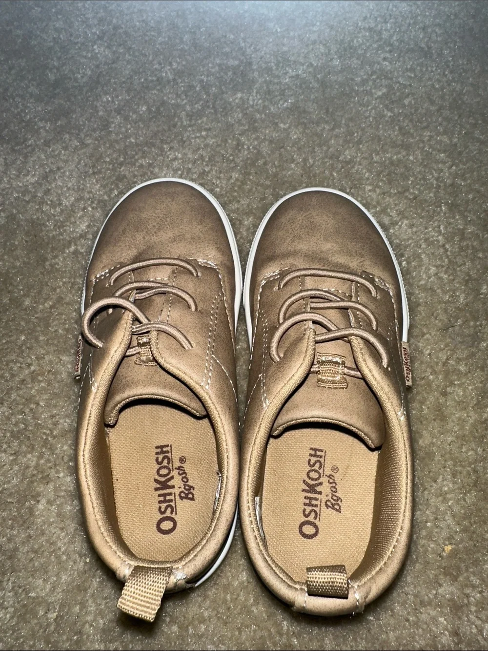 OshKosh B'gosh Little Kids Tan Faux-Leather Lace Sneakers